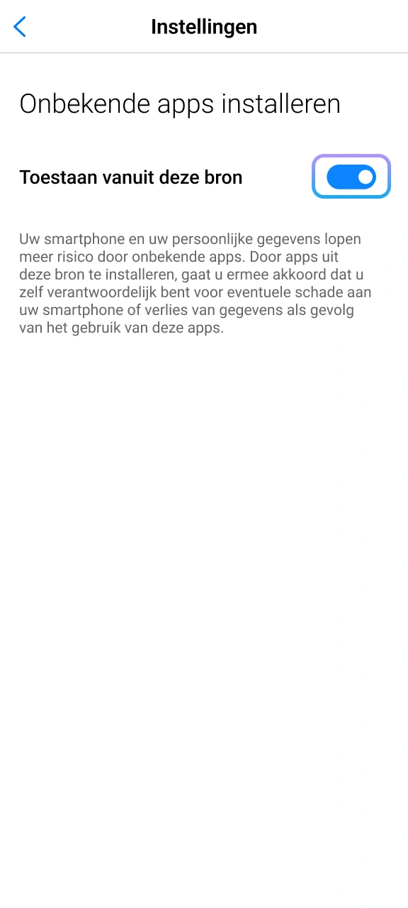 Pas uw telefooninstellingen aan om de IgoBet app succesvol te installeren.