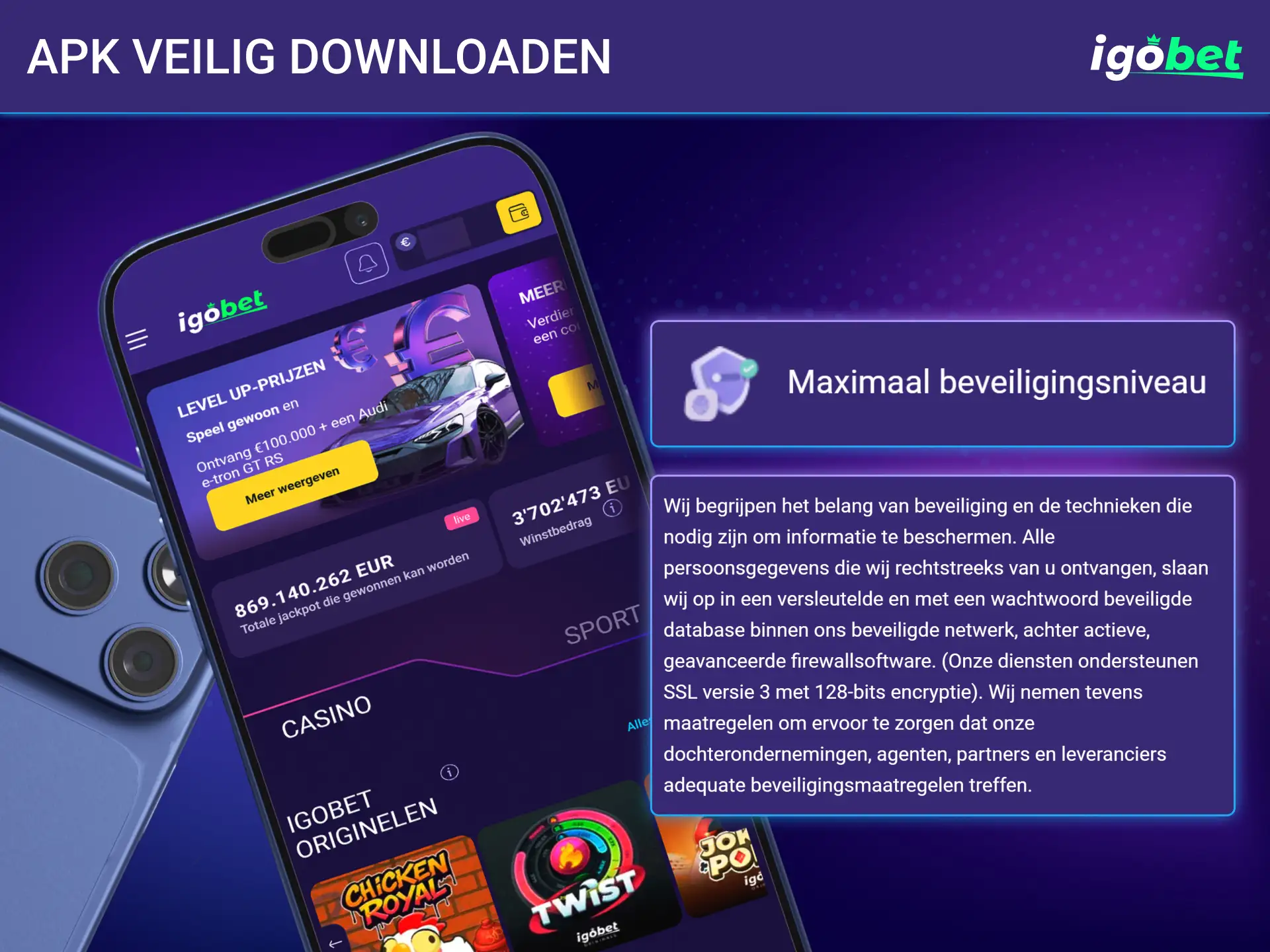 Ontdek alle veiligheidsgaranties en officiële licenties van de betrouwbare IgoBet app.