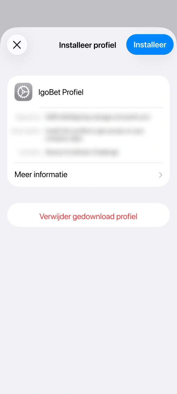 Pas uw apparaatinstellingen aan om de IgoBet app te verifiëren.