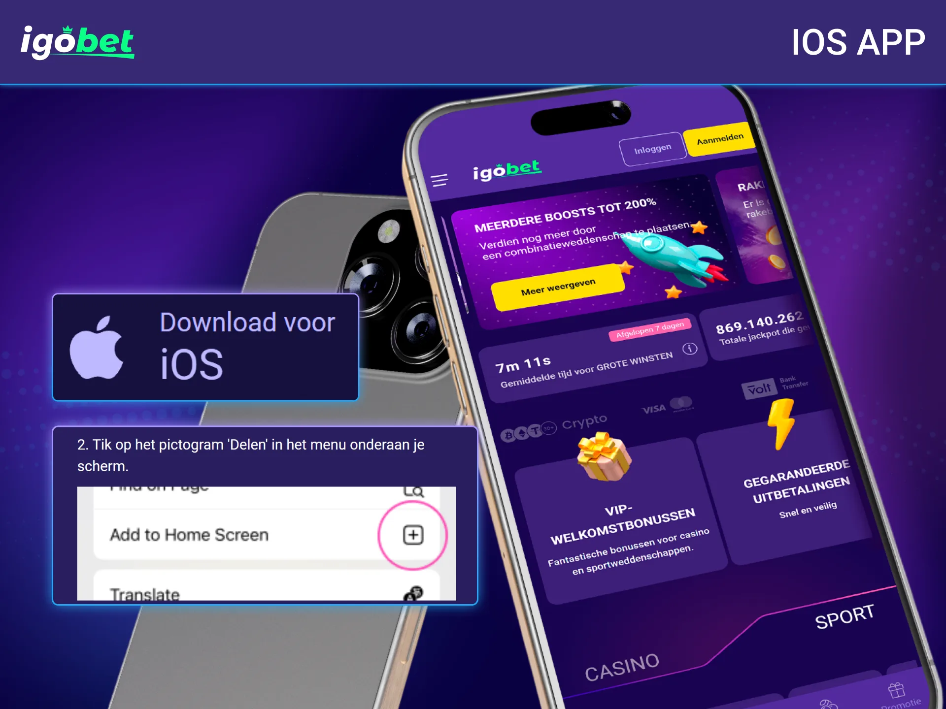Download de officiële applicatie voor uw Apple apparaten bij IgoBet.