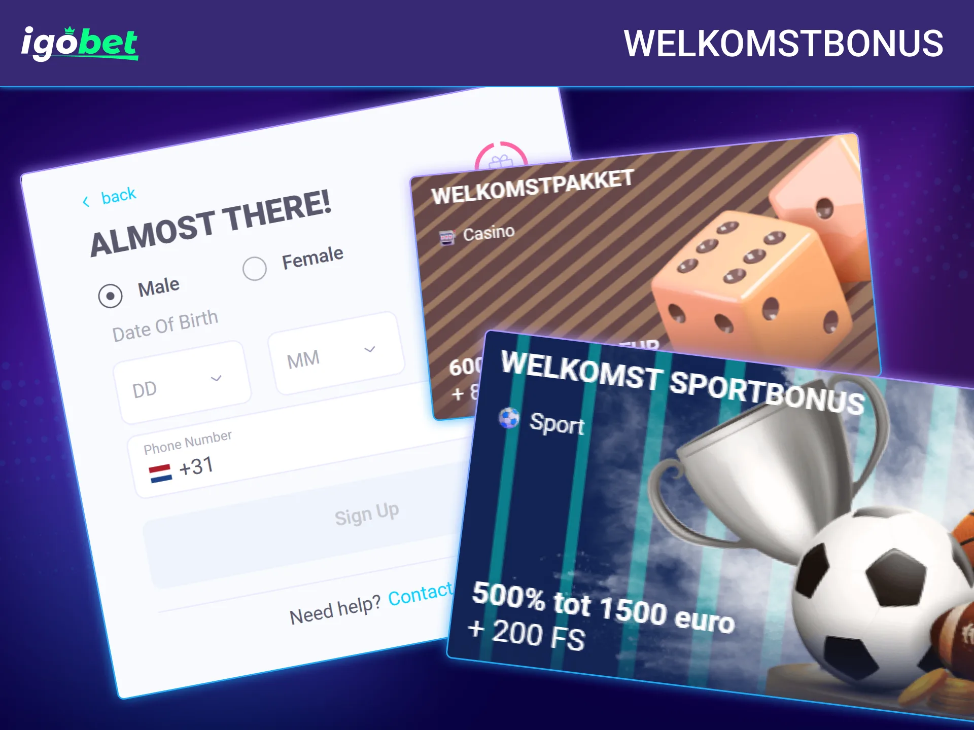 Claim uw exclusieve registratiebonus via de mobiele applicatie van IgoBet.