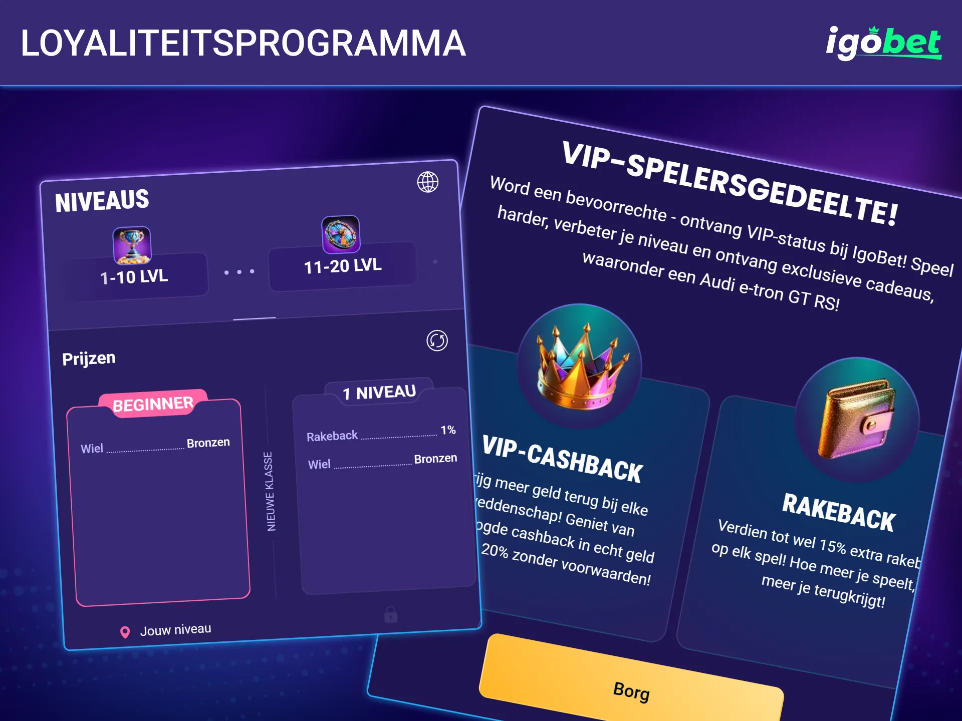 Word lid van het loyaliteitsprogramma en verdien unieke beloningen bij IgoBet.