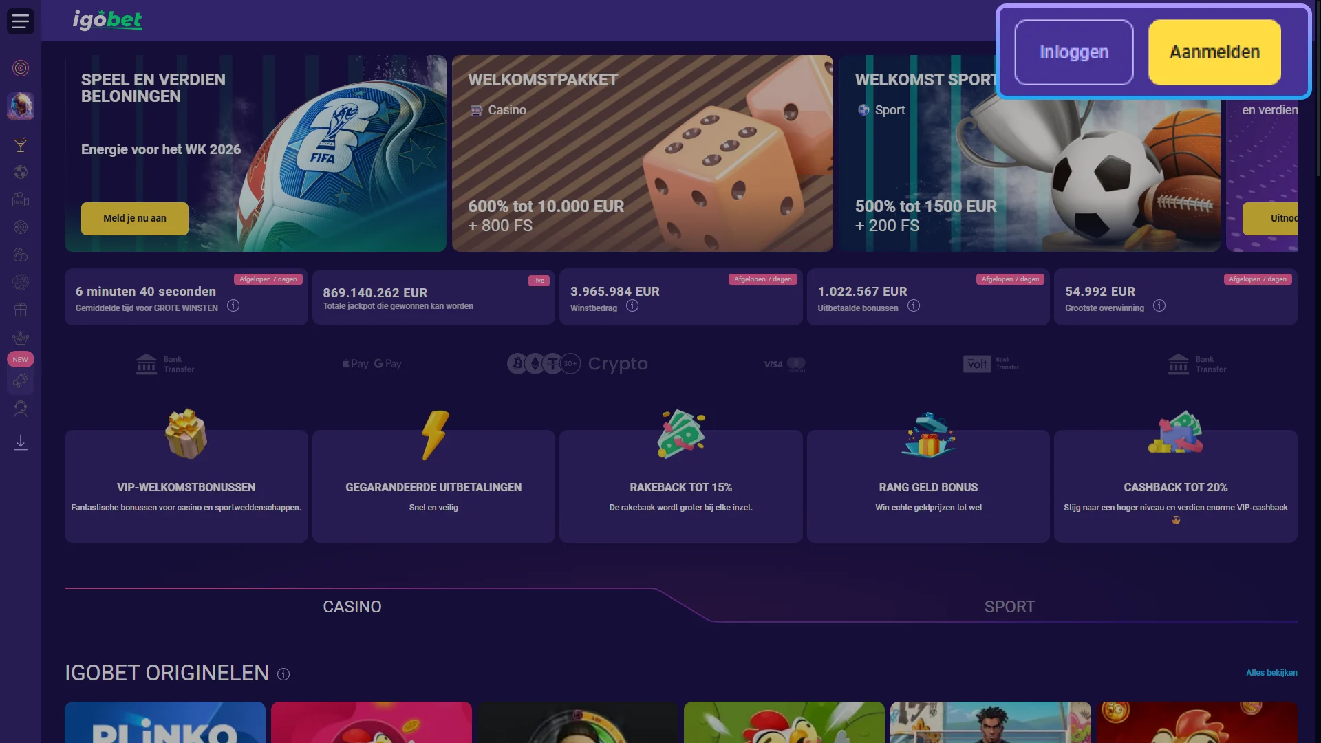 Open het aanmeldscherm om toegang te krijgen tot uw IgoBet account.