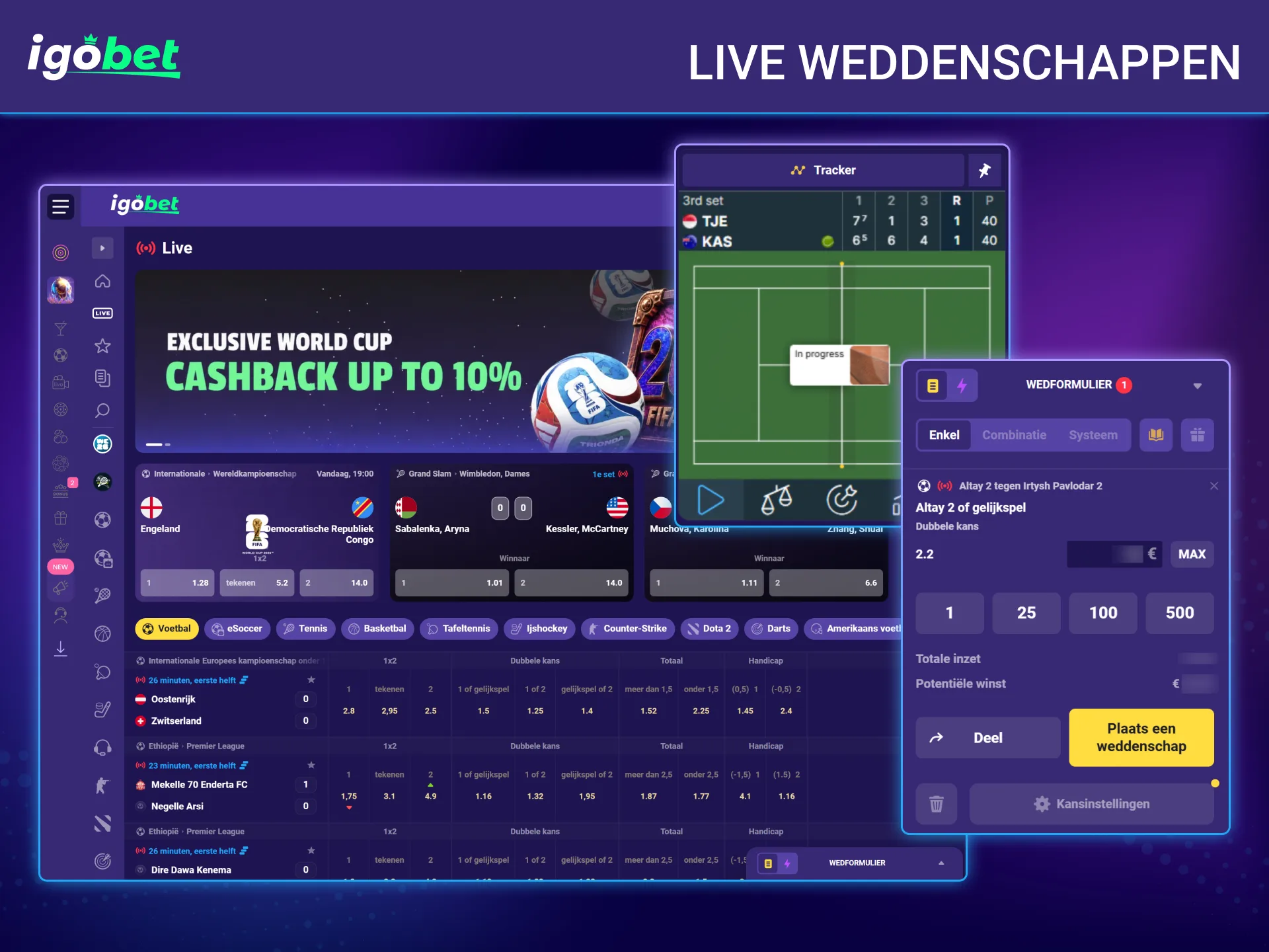 Plaats realtime voorspellingen tijdens de lopende wedstrijden op IgoBet.