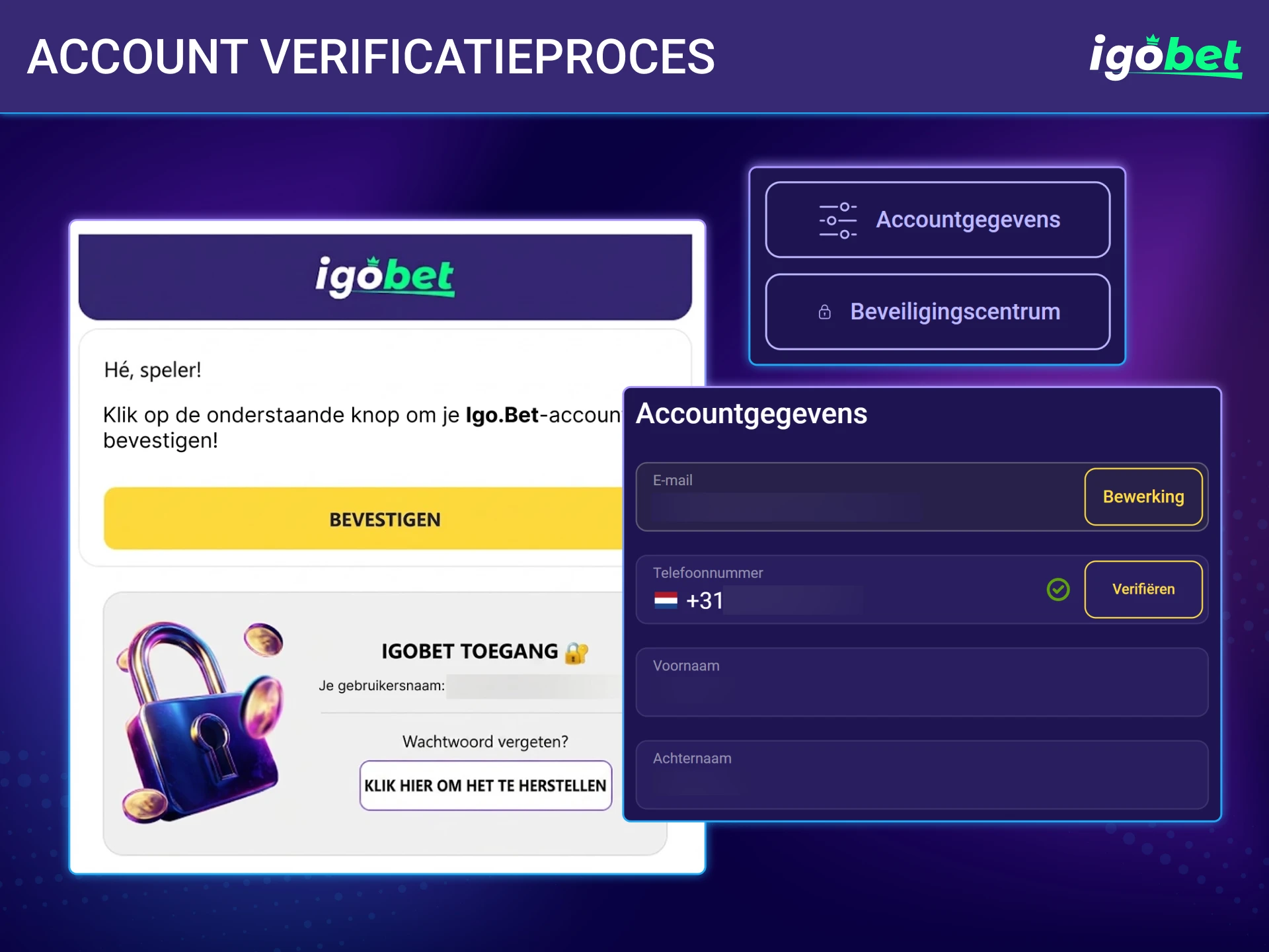 Bevestig uw identiteit en beveilig uw persoonlijke account op IgoBet.