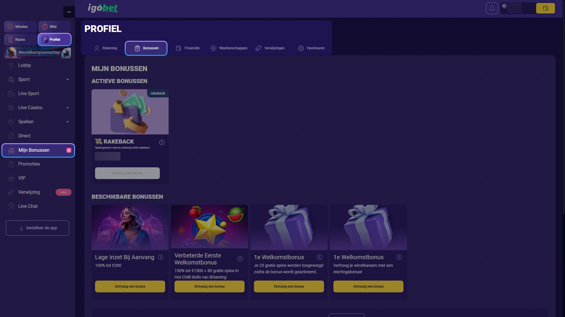 Claim uw welkomstcadeau en begin direct met spelen bij IgoBet.