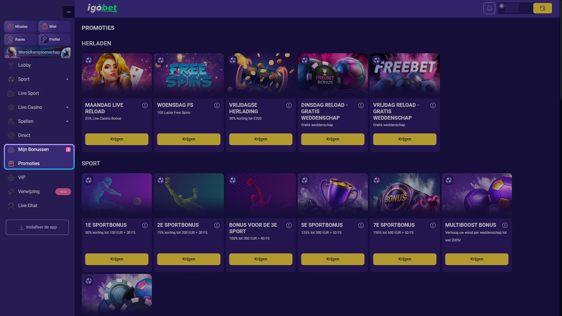 Activeer een aantrekkelijke startbonus voor extra speelplezier bij IgoBet.