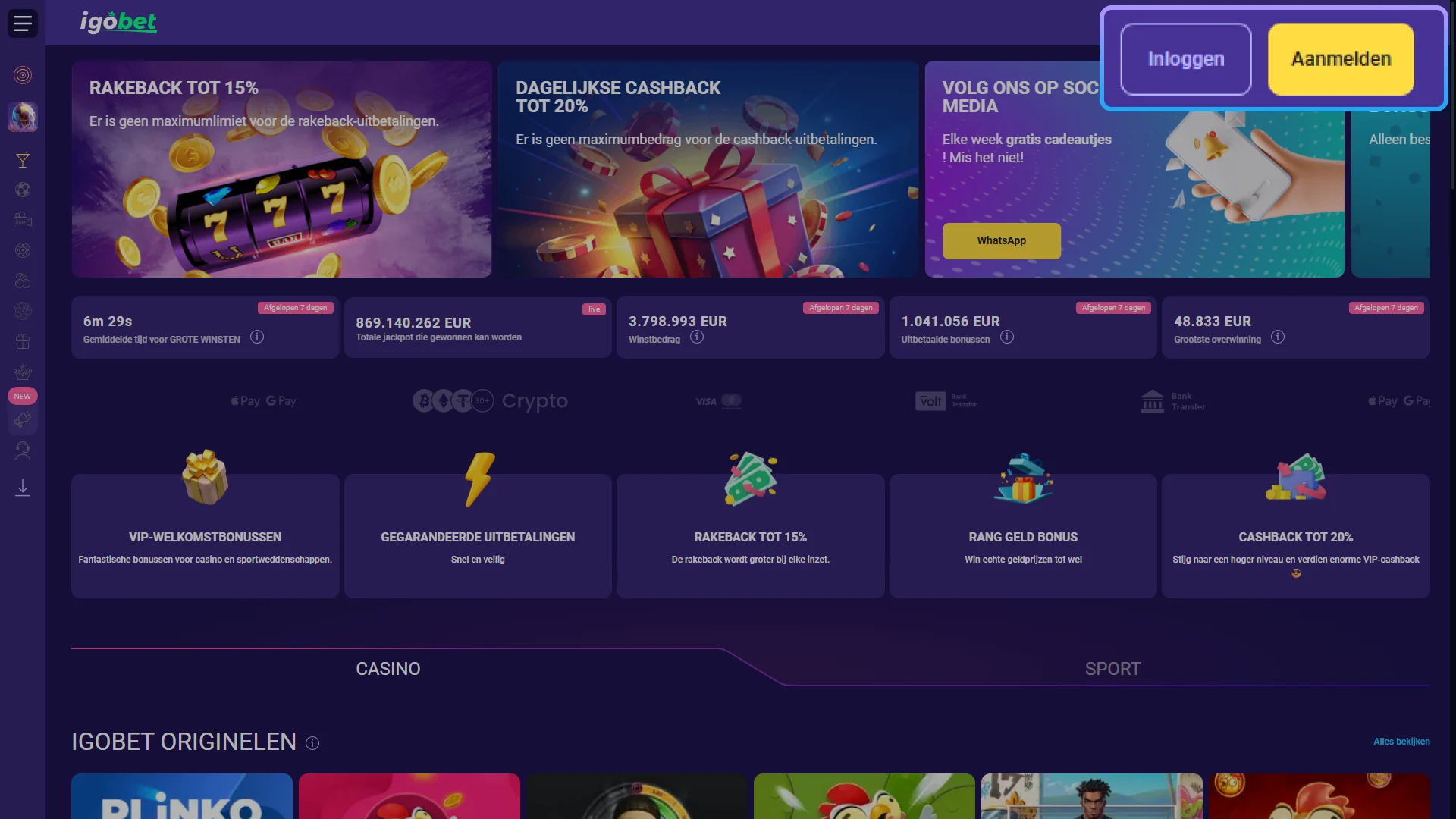 Open het registratieformulier op het IgoBet platform om te starten.